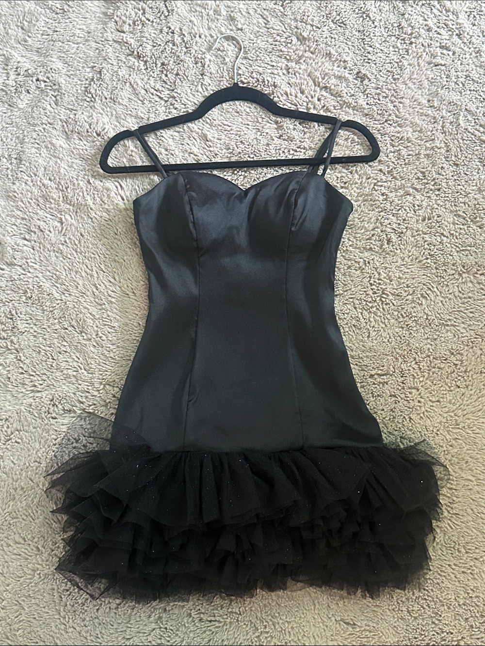 Macy's Black Spaghetti-Strap Mini Dress with Tulle Ruffle Hem